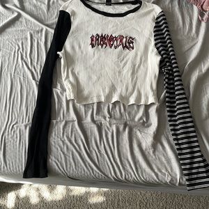 Punk styled long sleeve crop top
